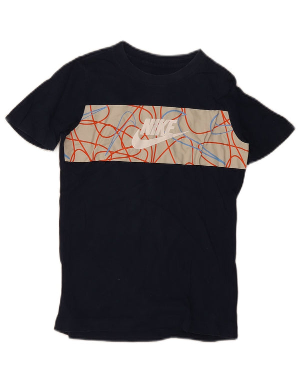 Nike Boys Grafisk T-Shirt Top 6-7 år XS Navy Blue Colourblock