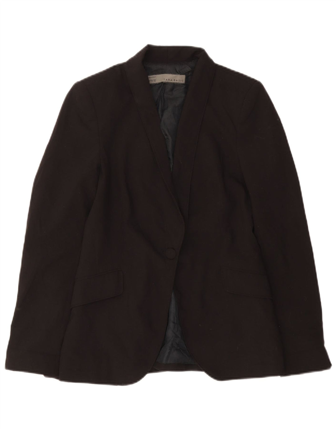 Zara Dame 1 Knap Blazer Jacket UK 10 Small Black Polyester