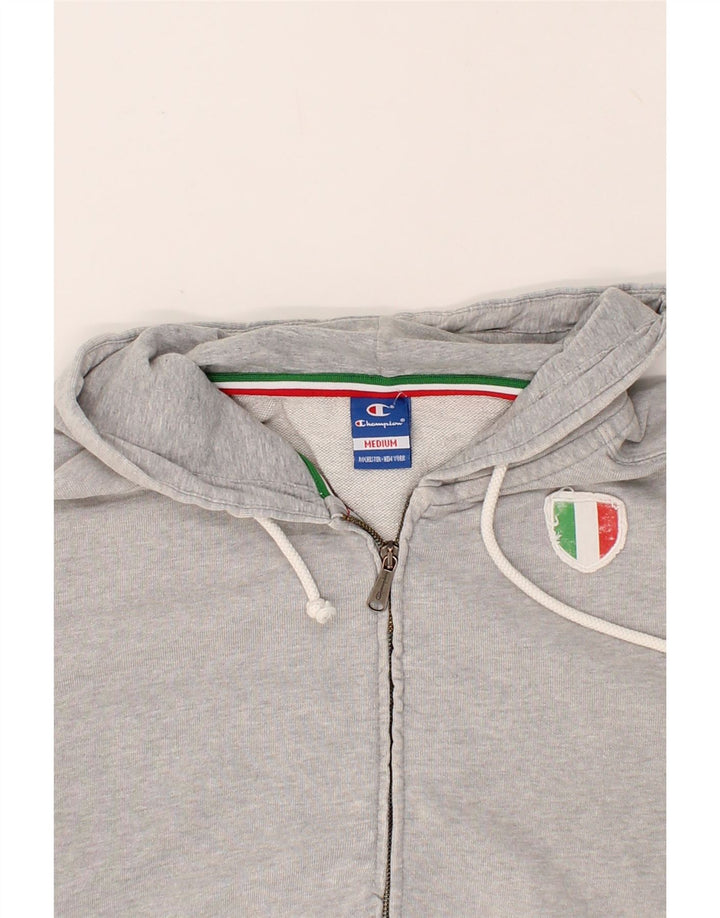 CHAMPION Mens Graphic Zip Hoodie Sweater Medium Grey Vintage Champion and Second-Hand Champion from Messina Hembry 
