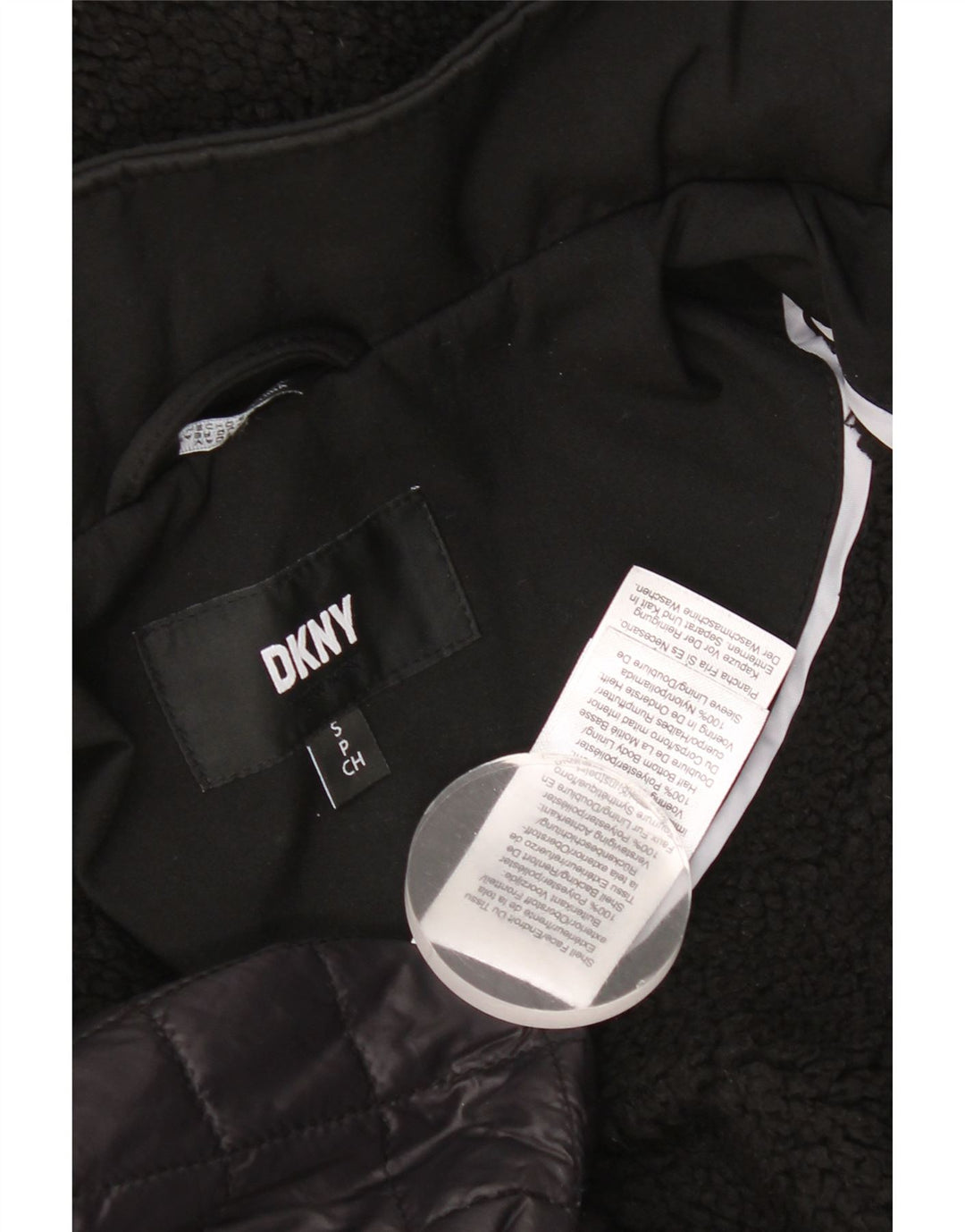Dkny Dame Hooded Parka Jacket UK 10 Small Black Polyester
