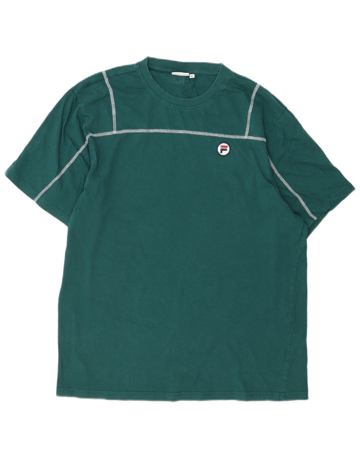 Fila Herre T-Shirt Top XL Grøn Bomuld