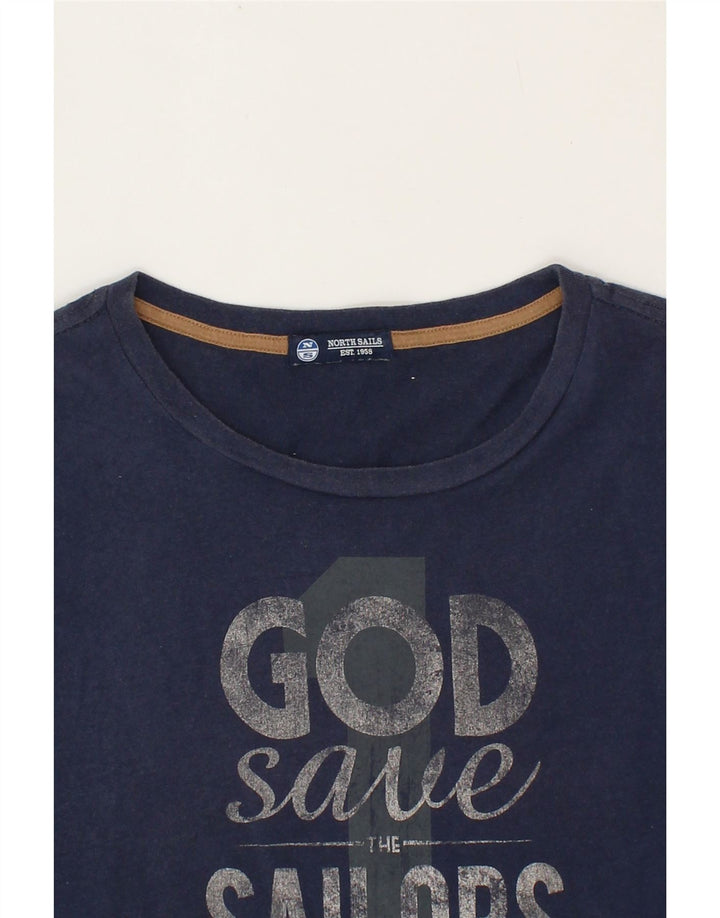 NORTH SAILS Womens Graphic T-Shirt Top UK 16 Large Navy Blue Vintage North Sails and Second-Hand North Sails from Messina Hembry 