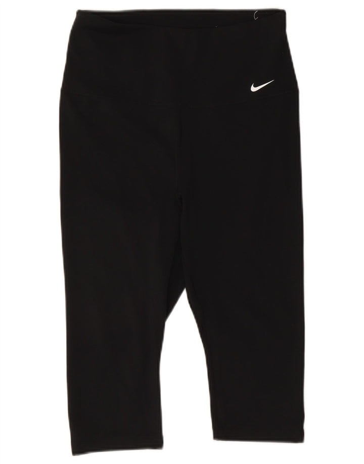 Nike Dame Dri Fit Capri Leggings UK 12 Medium Sort Polyester