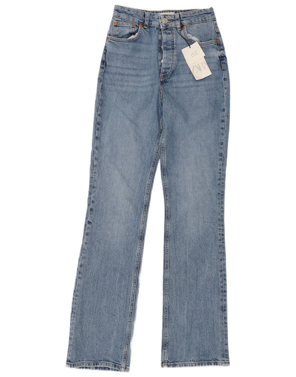 Zara Dame Højtalje Bootcut Jeans EU 34 2XS W24 L34 Blå Bomuld