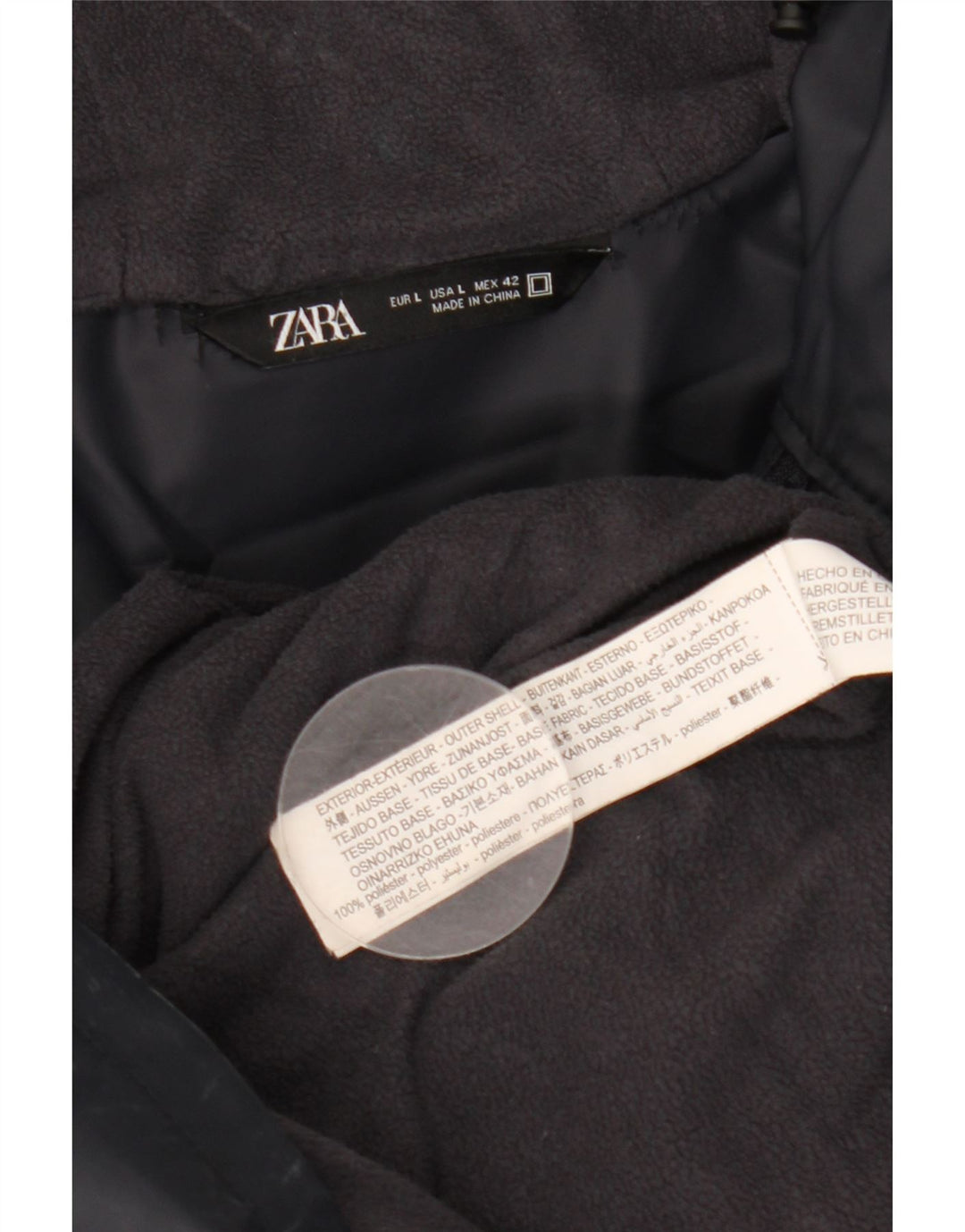 ZARA Vindjakke med hætte til mænd UK 40 Large Navy Blue Polyester