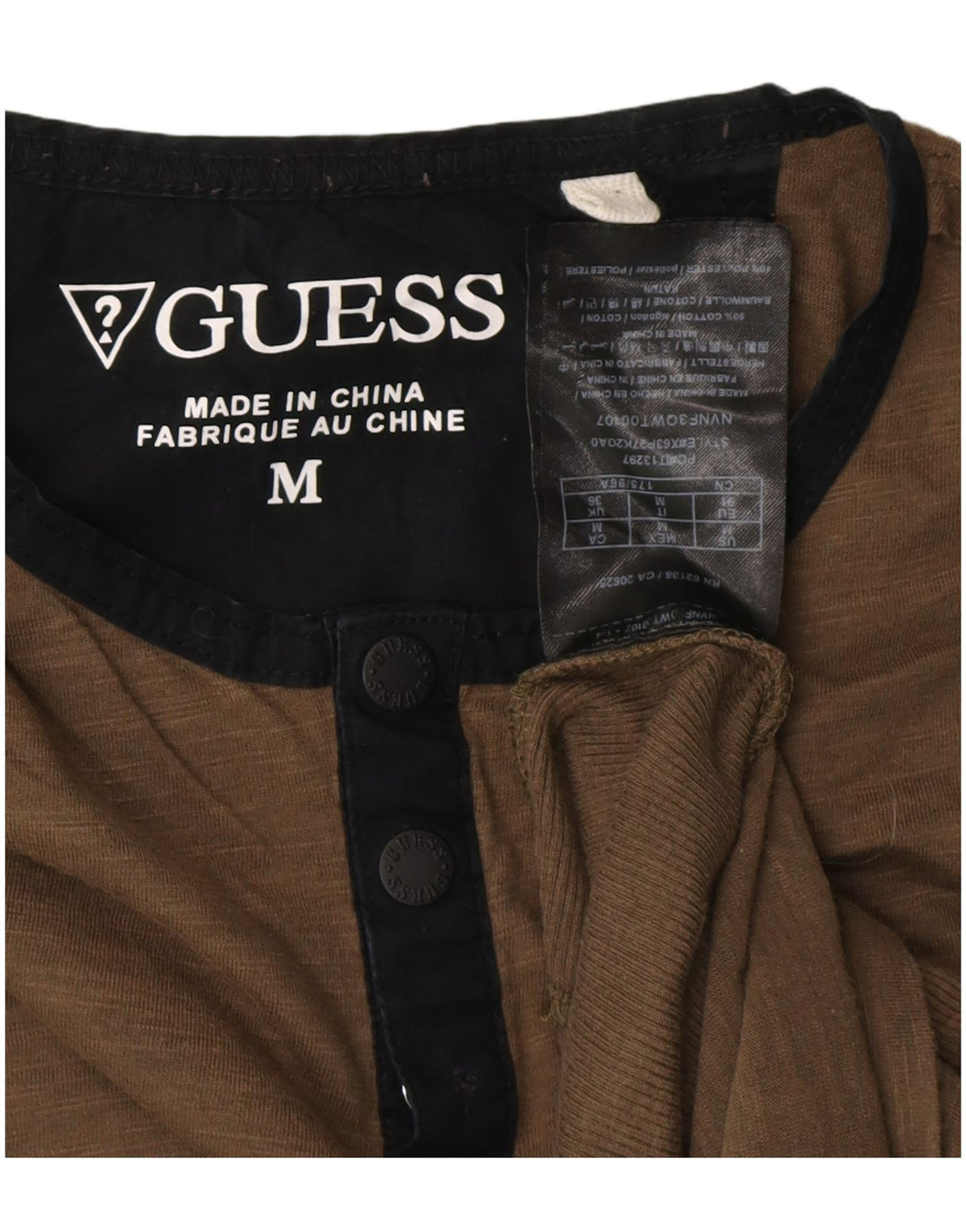 Guess Herre T-Shirt Top Medium Khaki Bomuld