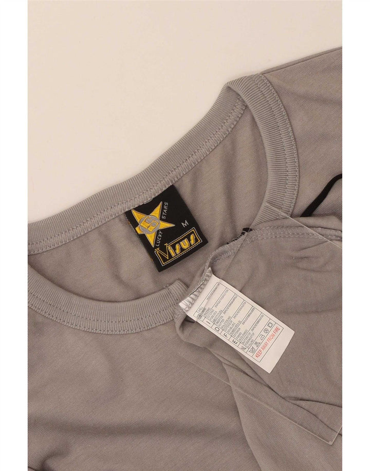 Vintage herre T-shirt top mellemgrå polyester