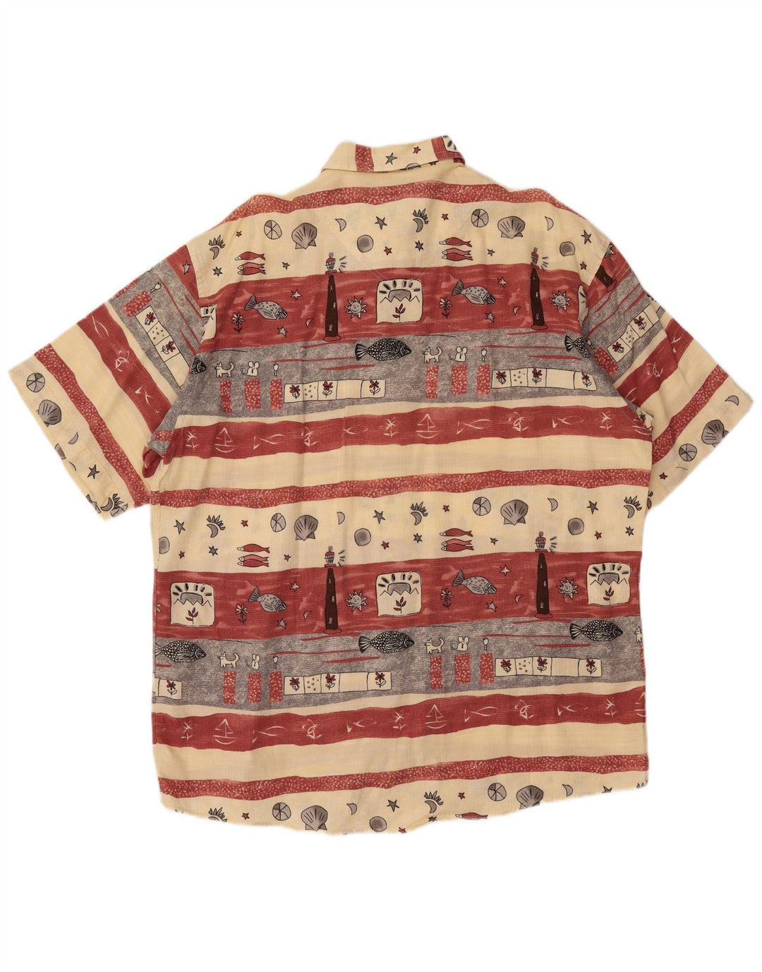 CASA MODA Herre grafisk kortærmet skjorte str. 44 XL Beige stribet