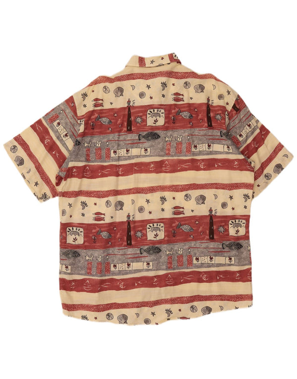 CASA MODA Herre grafisk kortærmet skjorte str. 44 XL Beige stribet