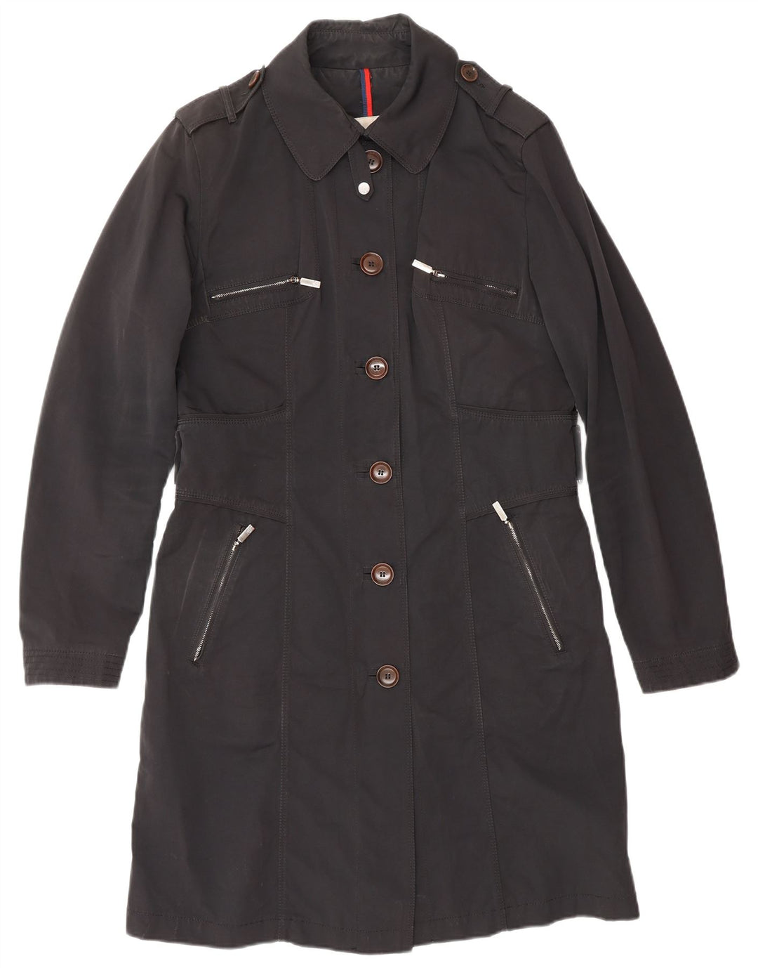 MONCLER Dame Overfrakke Str. 4 XL Sort Polyester Classic