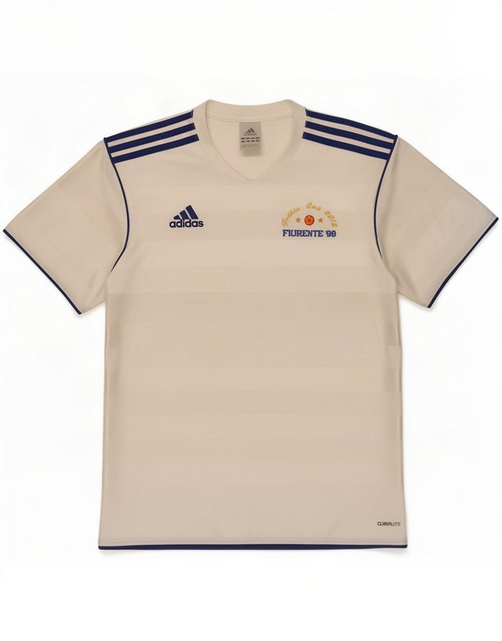 Adidas Herre Climalite T-Shirt Top Medium White Pinstripe Polyester