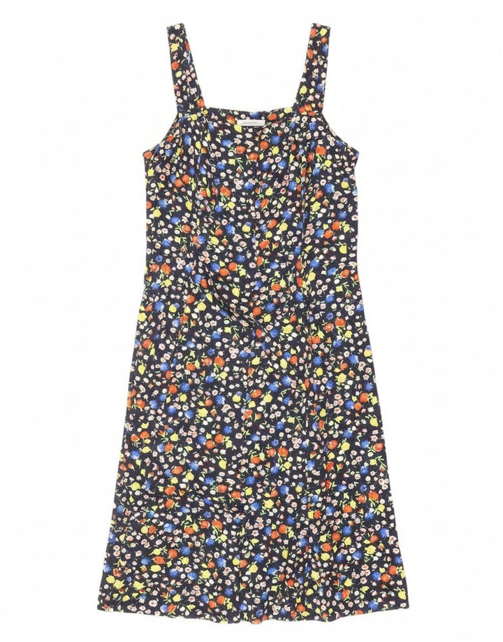 Vintage Dame Solkjole UK 12 Medium Navy Blue Floral