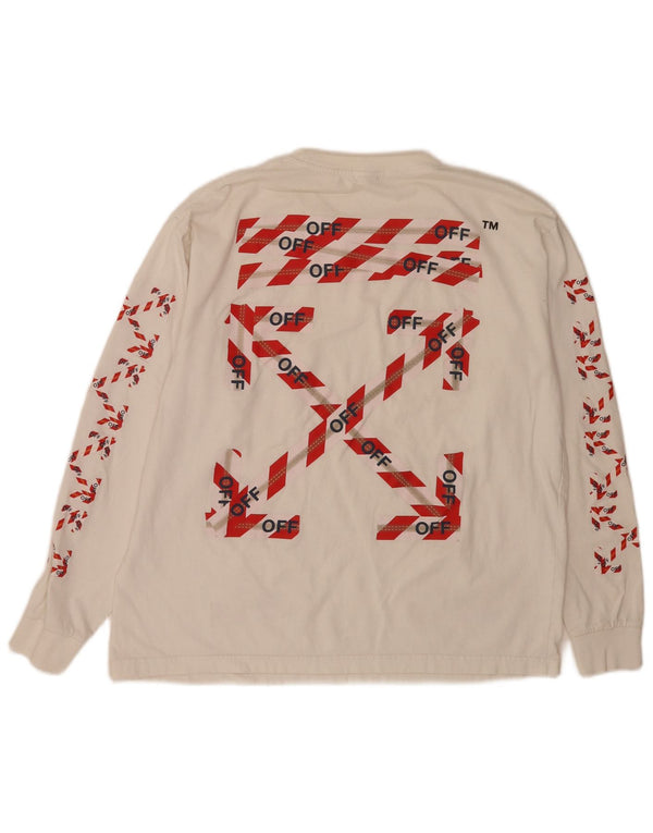 Vintage herre grafisk top langærmet stor off white bomuld