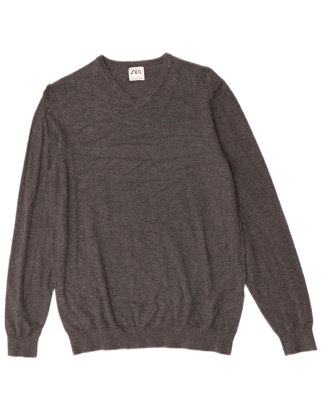 Zara Herre V-hals sweater lille grå viskose