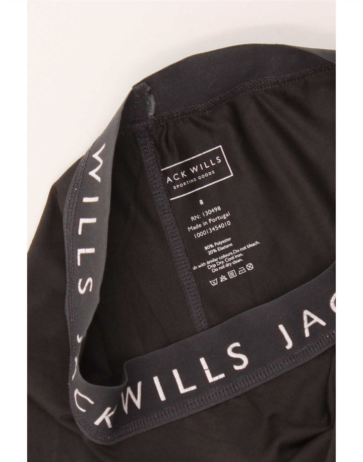 Jack Wills Kvinders Grafiske Leggings UK 8 Small Black Polyester