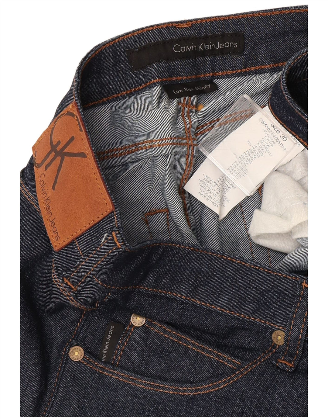 CALVIN KLEIN Dame Skinny Jeans W30 L34 Marineblå Bomuld