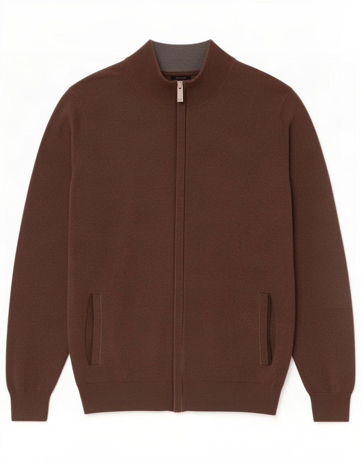 Massimo Dutti Herre Cardigan Sweater Medium Brun Bomuld