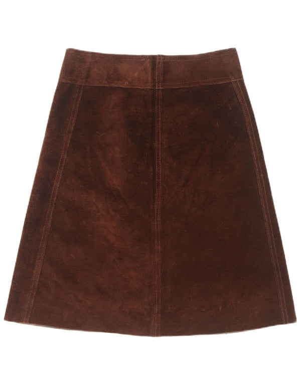 Vintage Womens Suede Skirt W28 Medium Brown