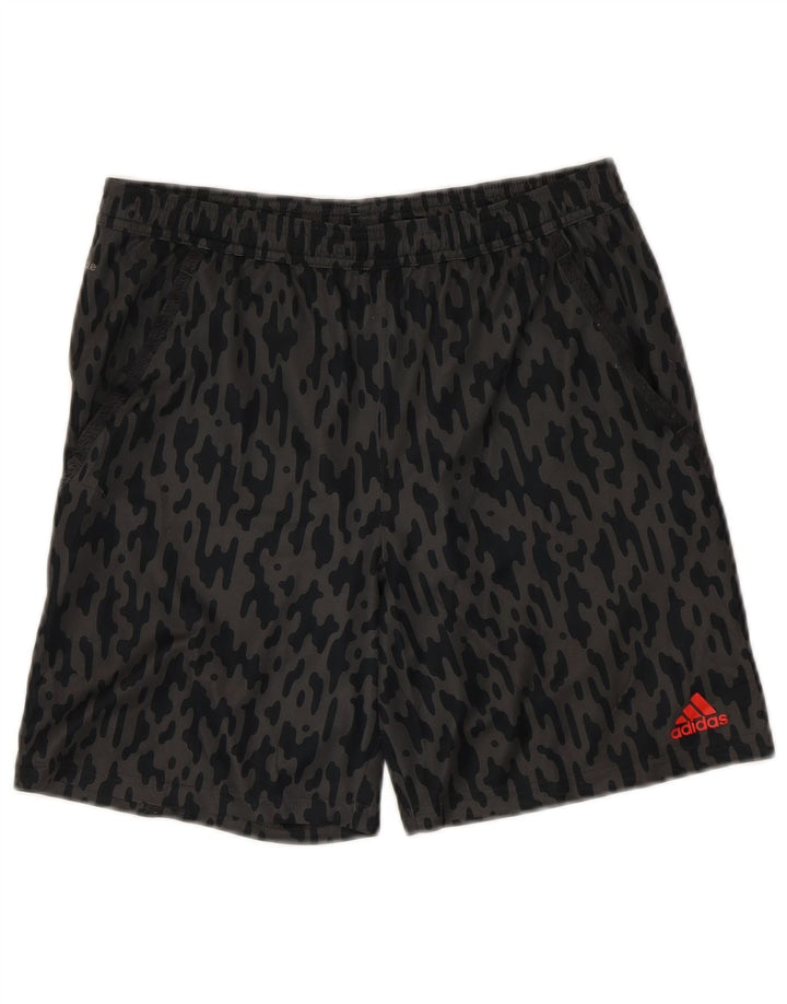 ADIDAS Boys Climalite Sport Shorts 13-14 Years  Grey Camouflage Polyester