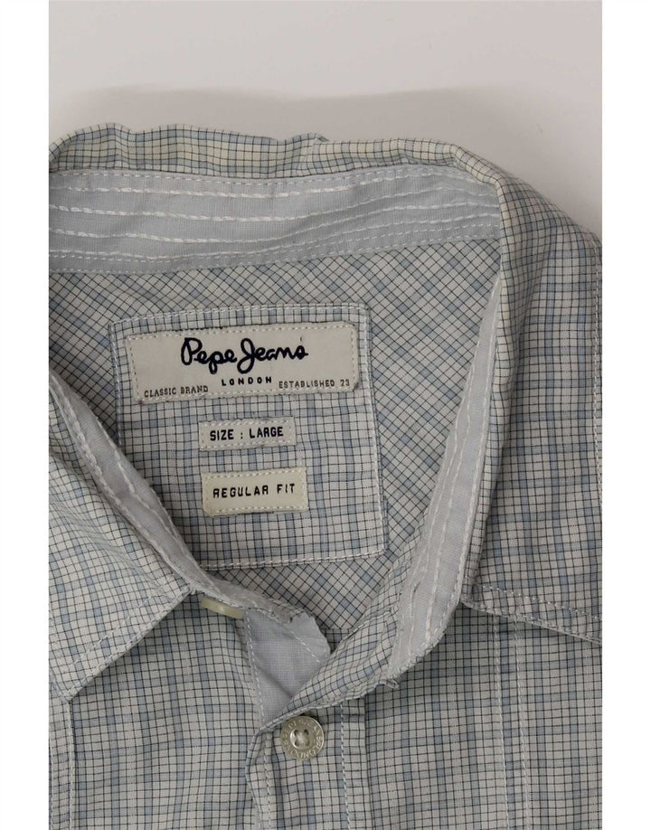 PEPE Jeans Kortærmet Herre Regular Fit Skjorte Stor blå ternet