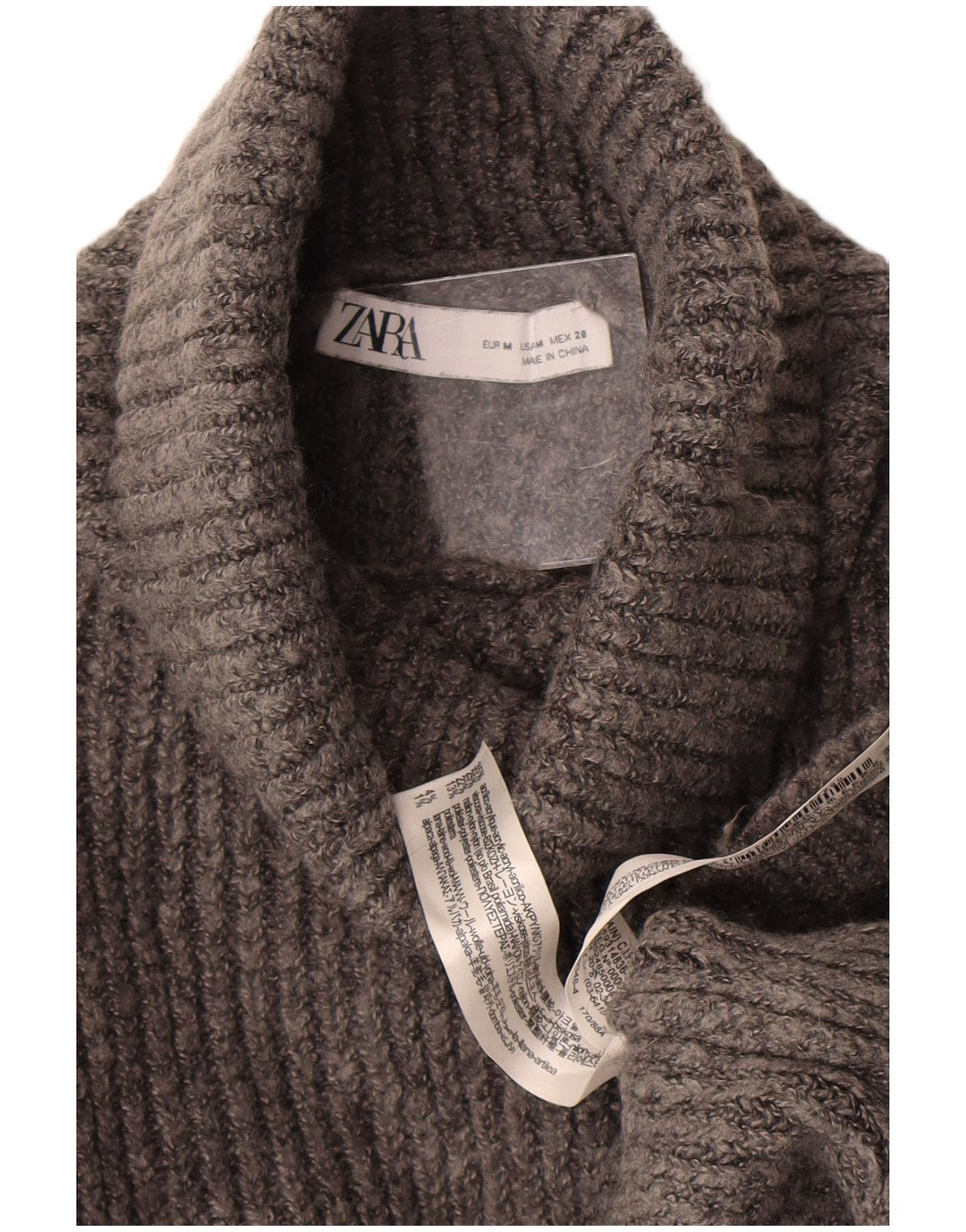 Zara Womens Crop Oversized trøjetrøje med rullehals UK 14 Medium Grey