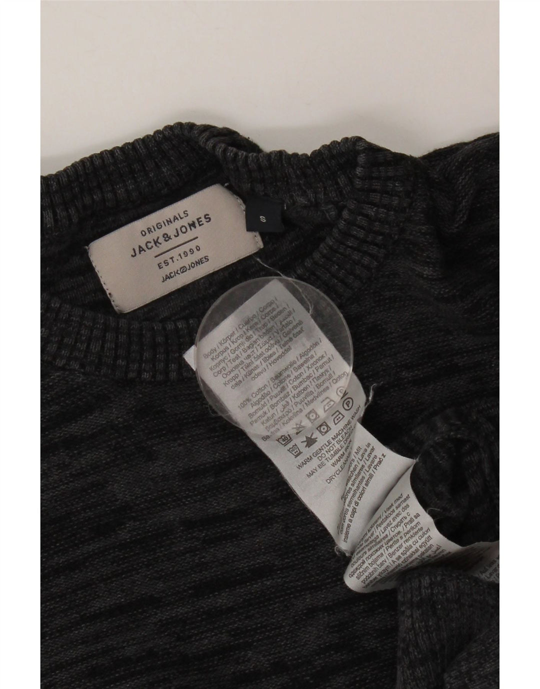 JACK & JONES Herre sweater med rund hals, lille grå flækket bomuld