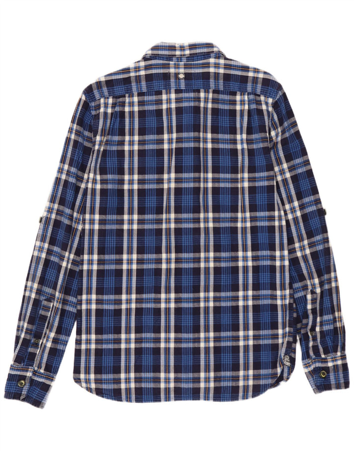 Superdry Flanelskjorte til mænd Medium Blue Ternet Bomuld