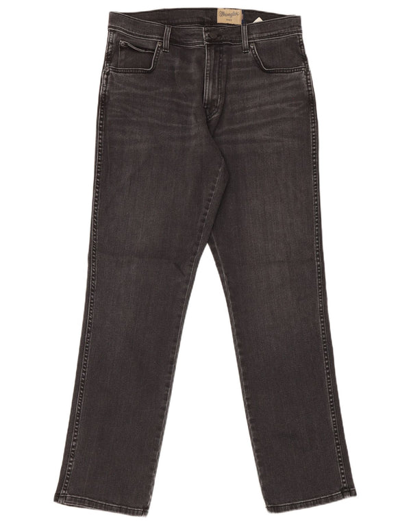 Wrangler Herre Texas Stretch Straight Jeans W34 L32 Sort Bomuld