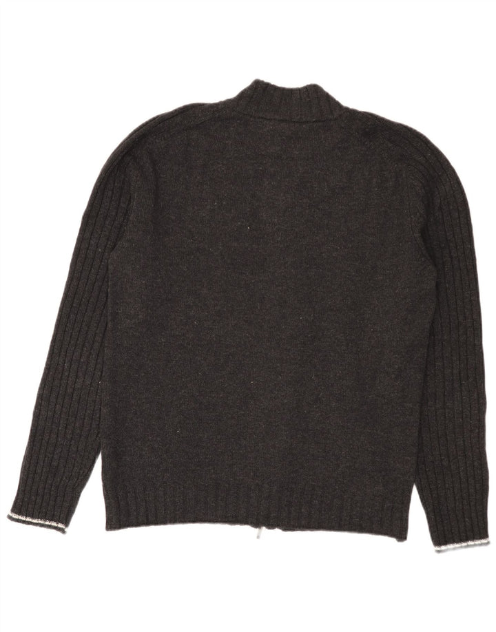 Harmont & Blaine Herre Cardigan Sweater med fuld lynlås Stor grå Colourblock Uld