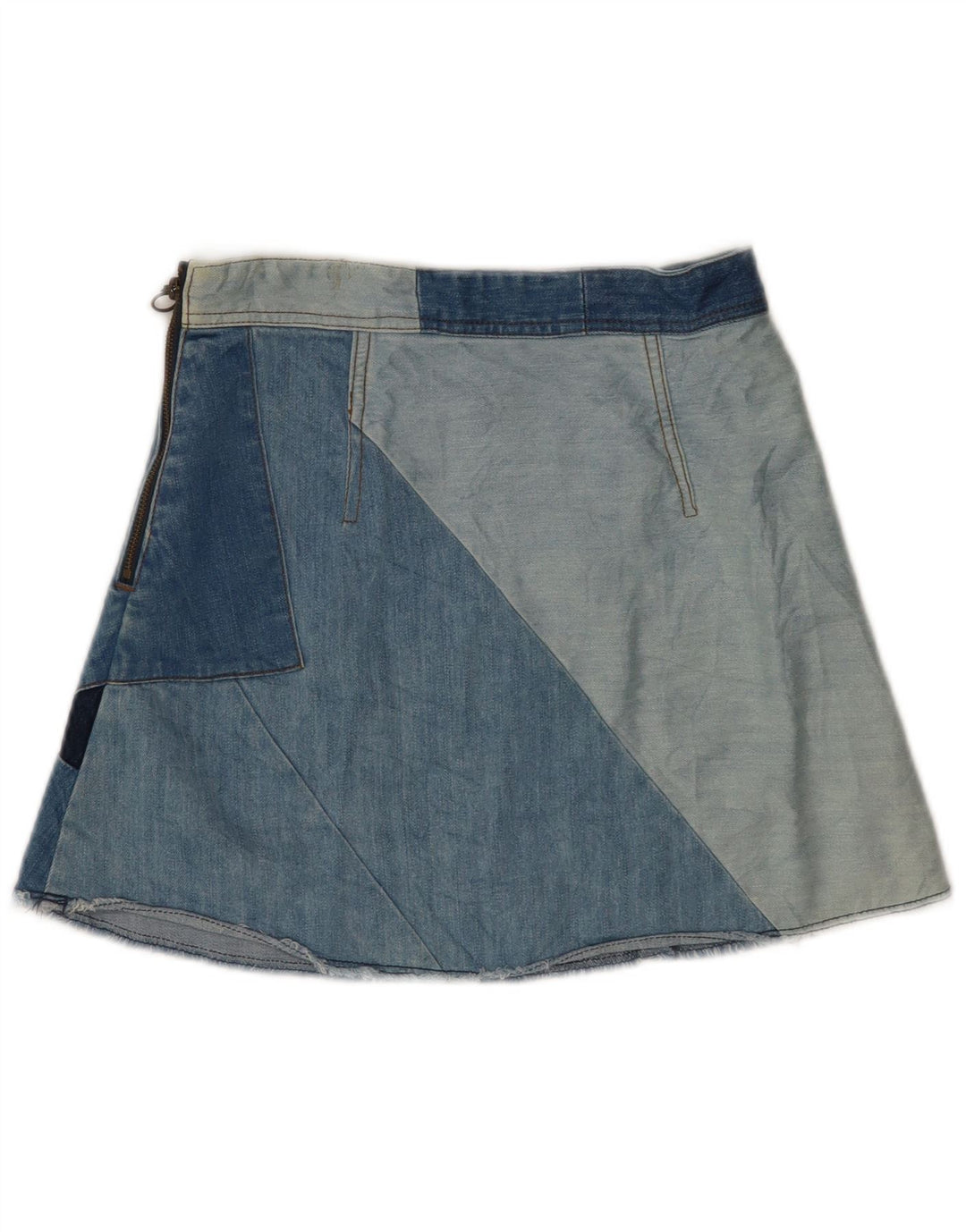 ZARA Mini-denimnederdel til kvinder XS W24 Blå Colourblock