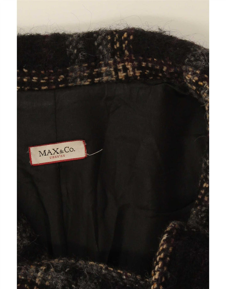 Max & Co. Overfrakke til kvinder UK 12 Medium Sort Plaid