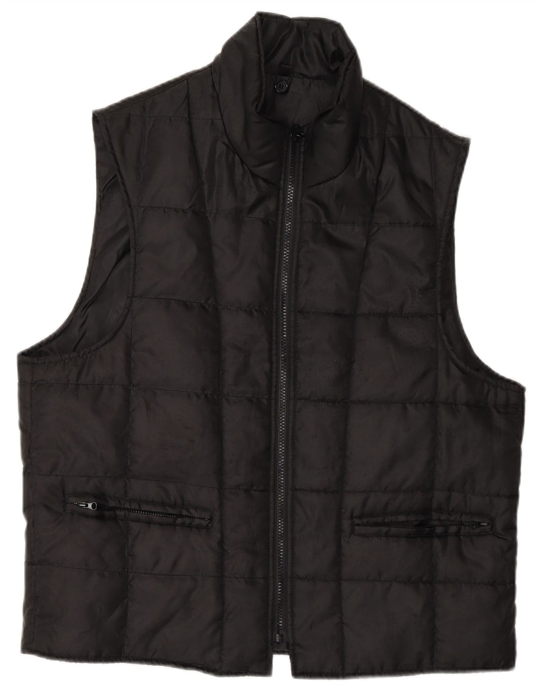Vintage Dame Polstret Gilet IT 52 XL Sort Polyester