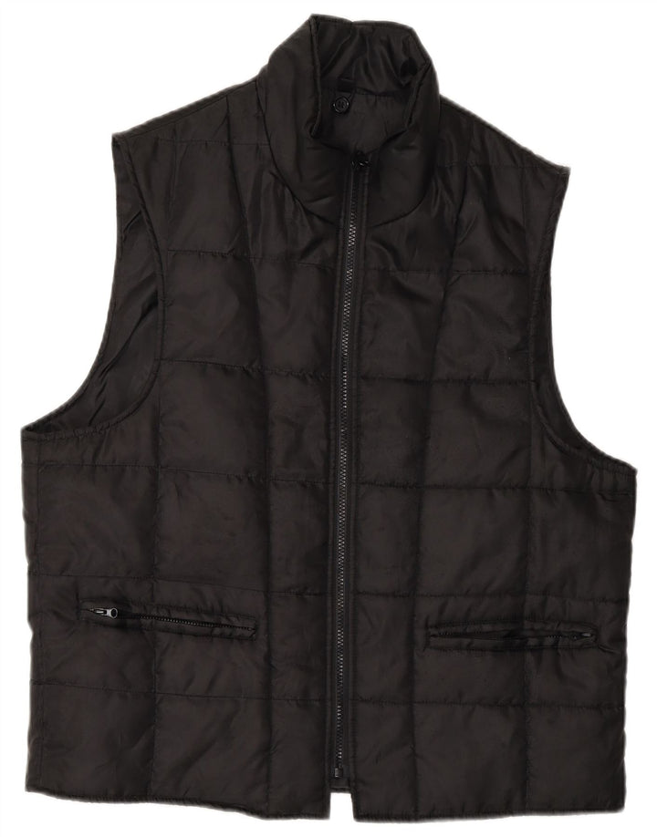 Vintage Dame Polstret Gilet IT 52 XL Sort Polyester