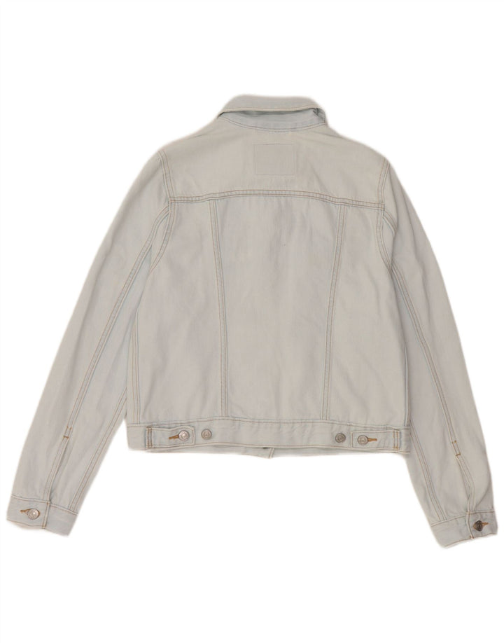Levi's Dame Crop Denim Jacket UK 12 Medium Blue Bomuld