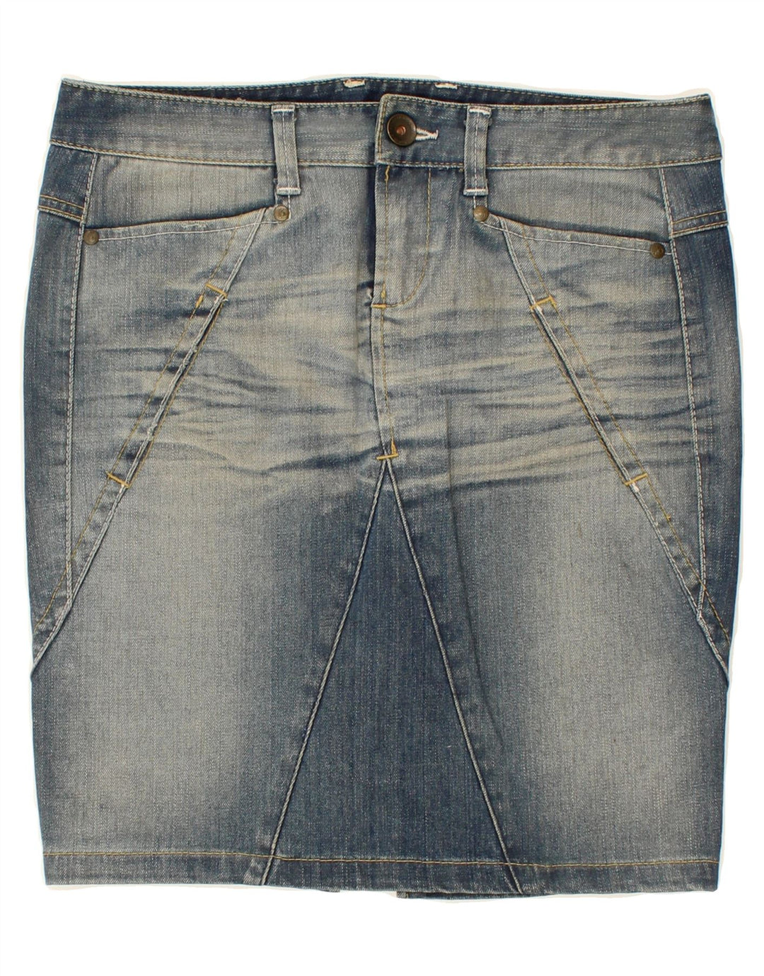 BENETTON Womens Denim Skirt IT 42 Medium W32 Blue Vintage Benetton and Second-Hand Benetton from Messina Hembry 
