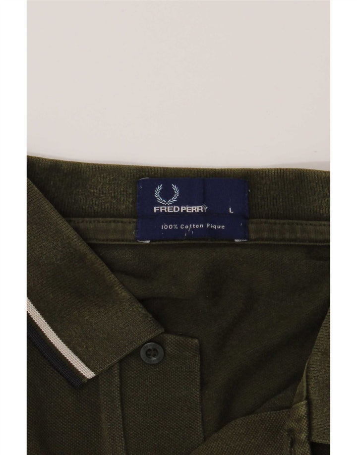 Fred Perry herre poloskjorte stor kaki stribet bomuld