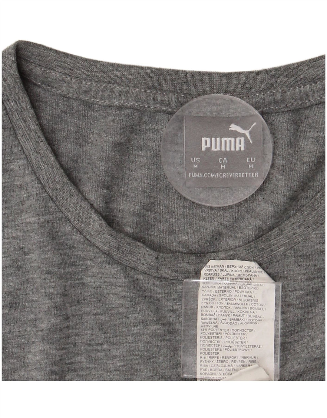 PUMA Herre grafisk T-shirt top mellemgrå flækket bomuld