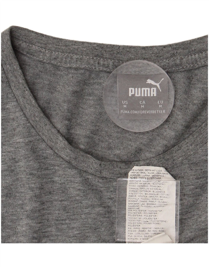 PUMA Herre grafisk T-shirt top mellemgrå flækket bomuld