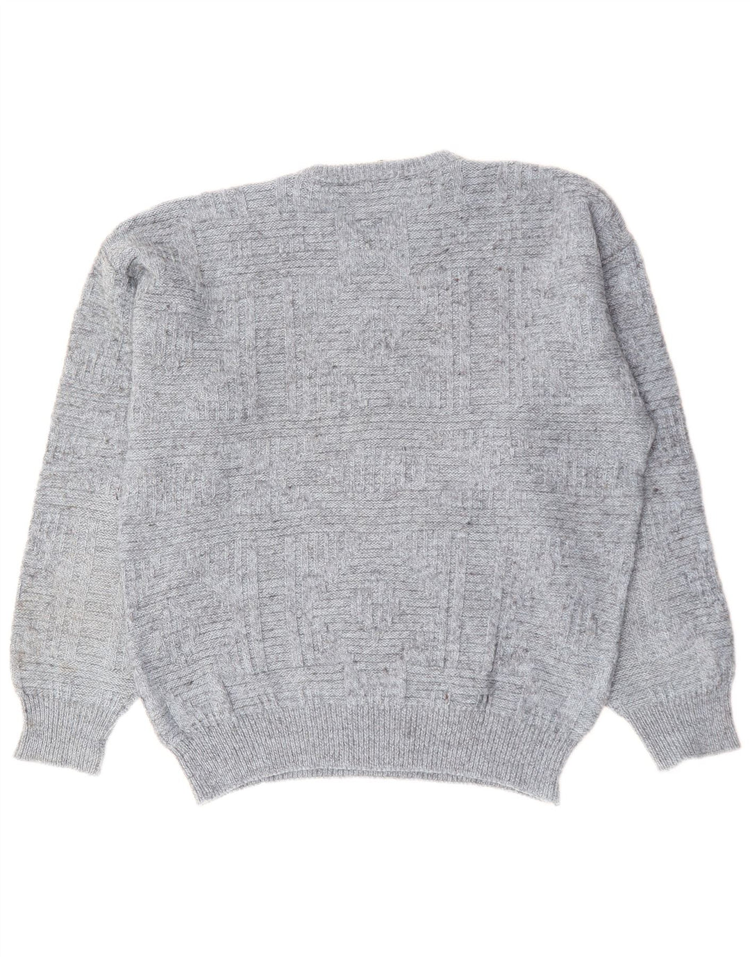 VINTAGE Herre Crew Neck Jumper Sweater Stor Grå Akryl