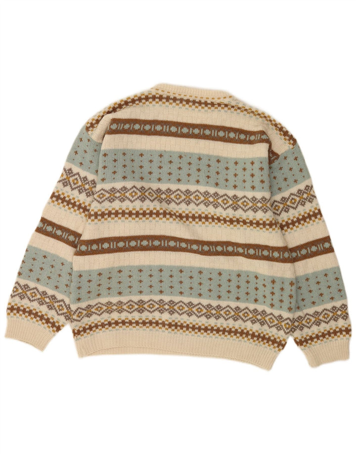 Zero herre rund hals sweater XL flerfarvet Fair Isle akryl