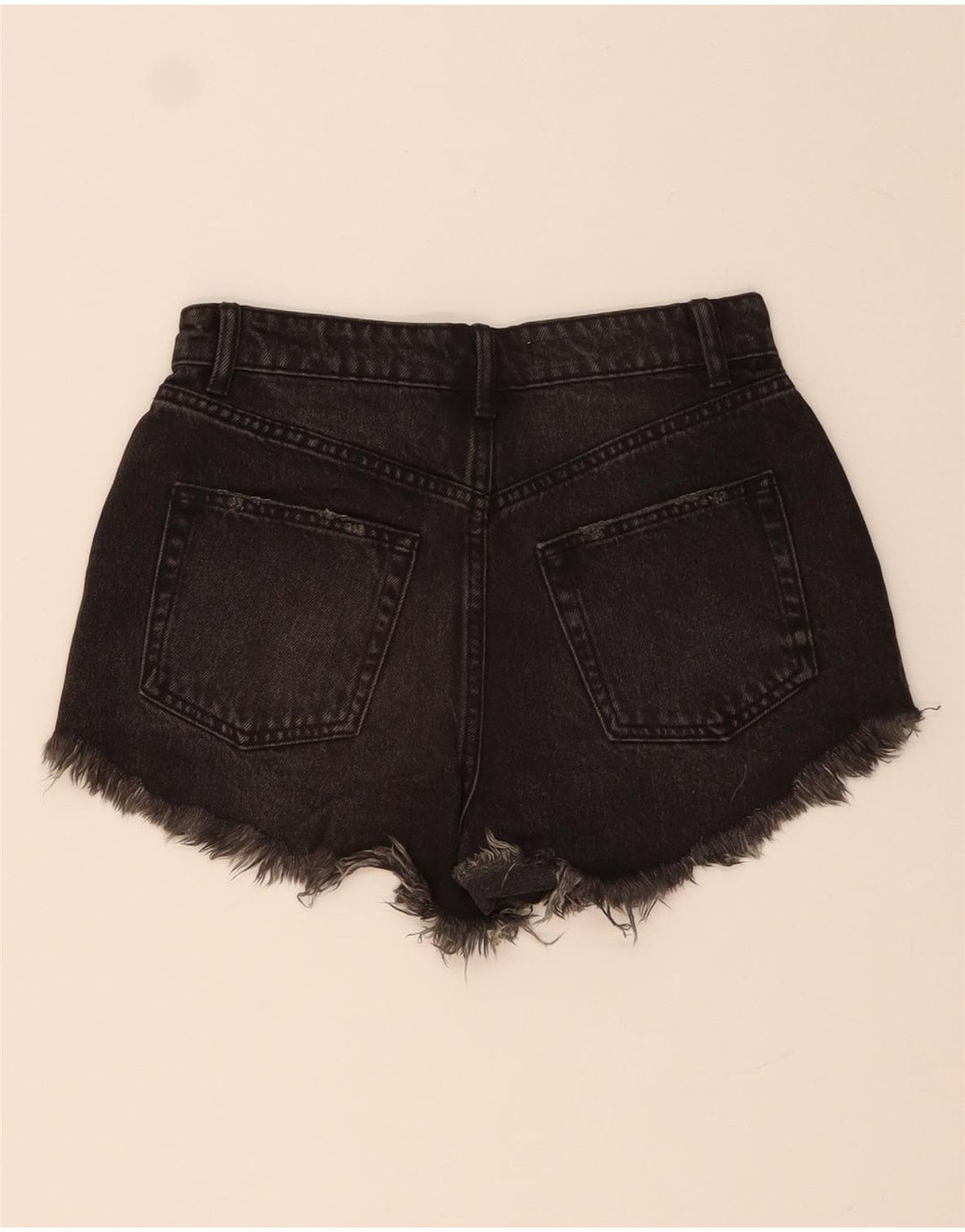 ZARA Dames Distressed Denim Shorts EU 34 2XS W24 Sort