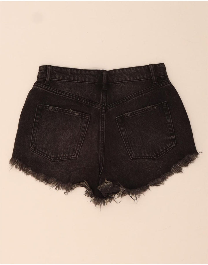 ZARA Dames Distressed Denim Shorts EU 34 2XS W24 Sort