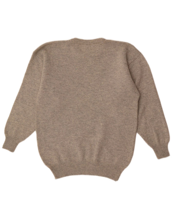 Shetland Jeneros Herre Crew Neck Jumper Sweater Medium Grå Geometrisk