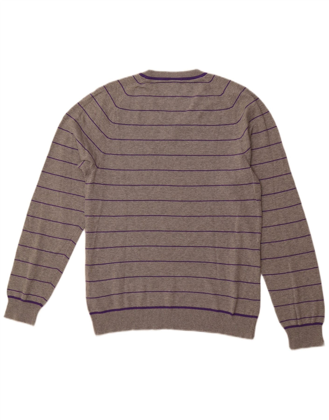 NIKE trøje med V-hals til mænd UK 38/40 Mellem grå stribet bomuld