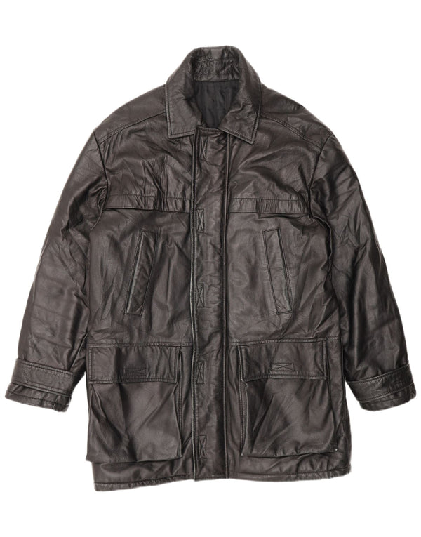 Vintage Læderfrakke til mænd IT 48 Medium Sort Læder