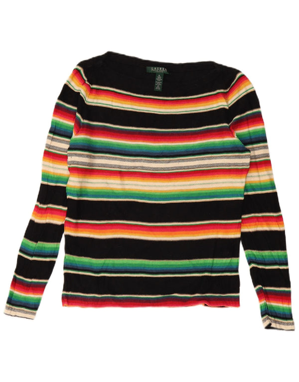 RALPH LAUREN Dame Boat Neck Jumper Sweater UK 16 Large Multicolored