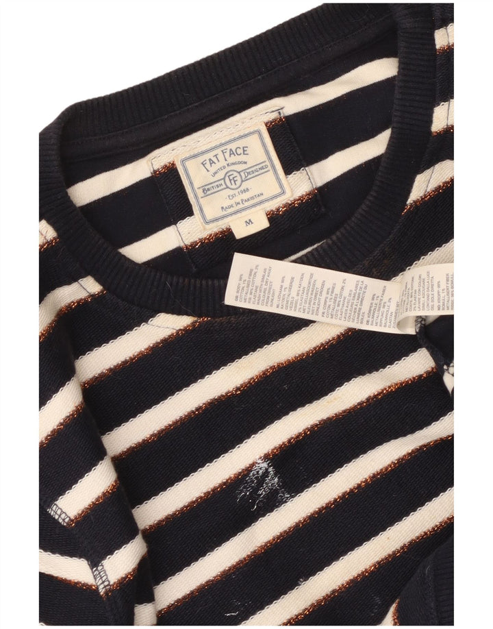 Fat Face Dame Sweatshirt Jumper UK 14 Medium Navy Blue Stribet Nautical