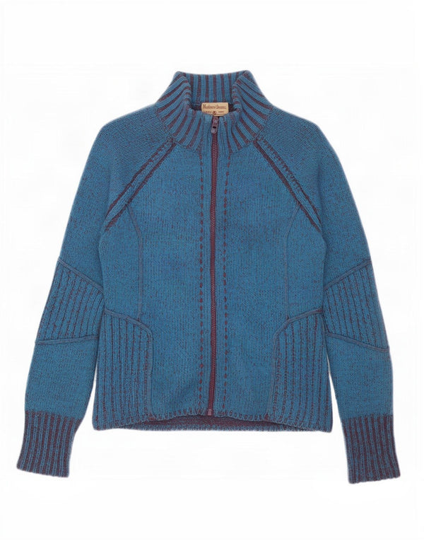Marlboro Classics Dame Cardigan Sweater med fuld lynlås UK 18 XL Blå lammeuld