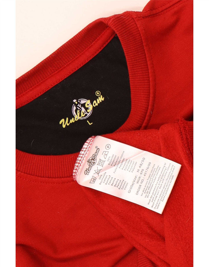 Uncle Sam Herre Grafisk Sweatshirt Jumper Stor Rød Bomuld
