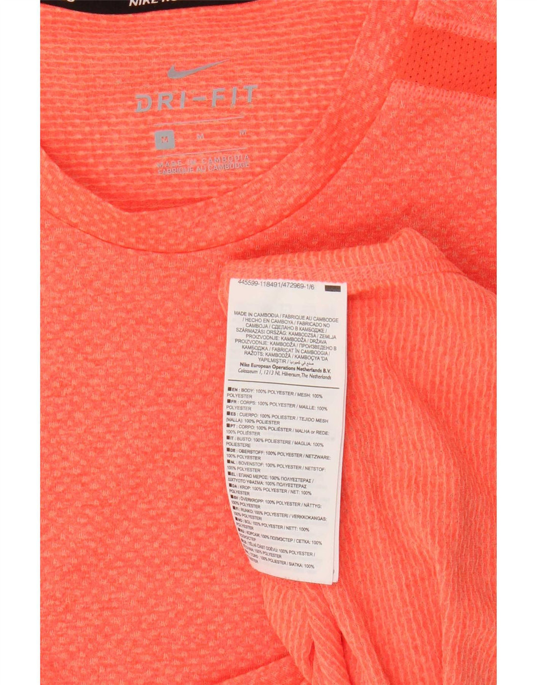 Nike Herre Dri Fit T-shirt Top Medium Orange Polyester